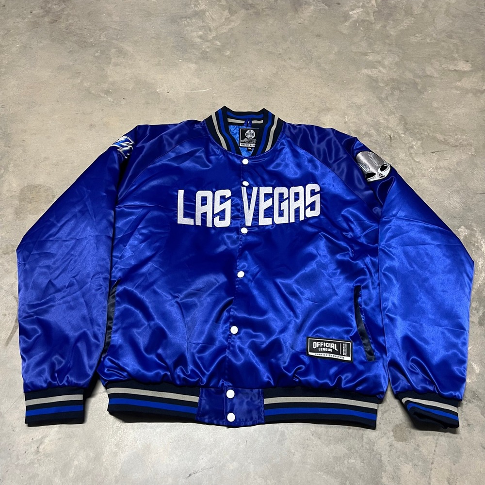 Official League Las Vegas 51s Satin Varsity Jacket Blue Alien MiLB Mens XL